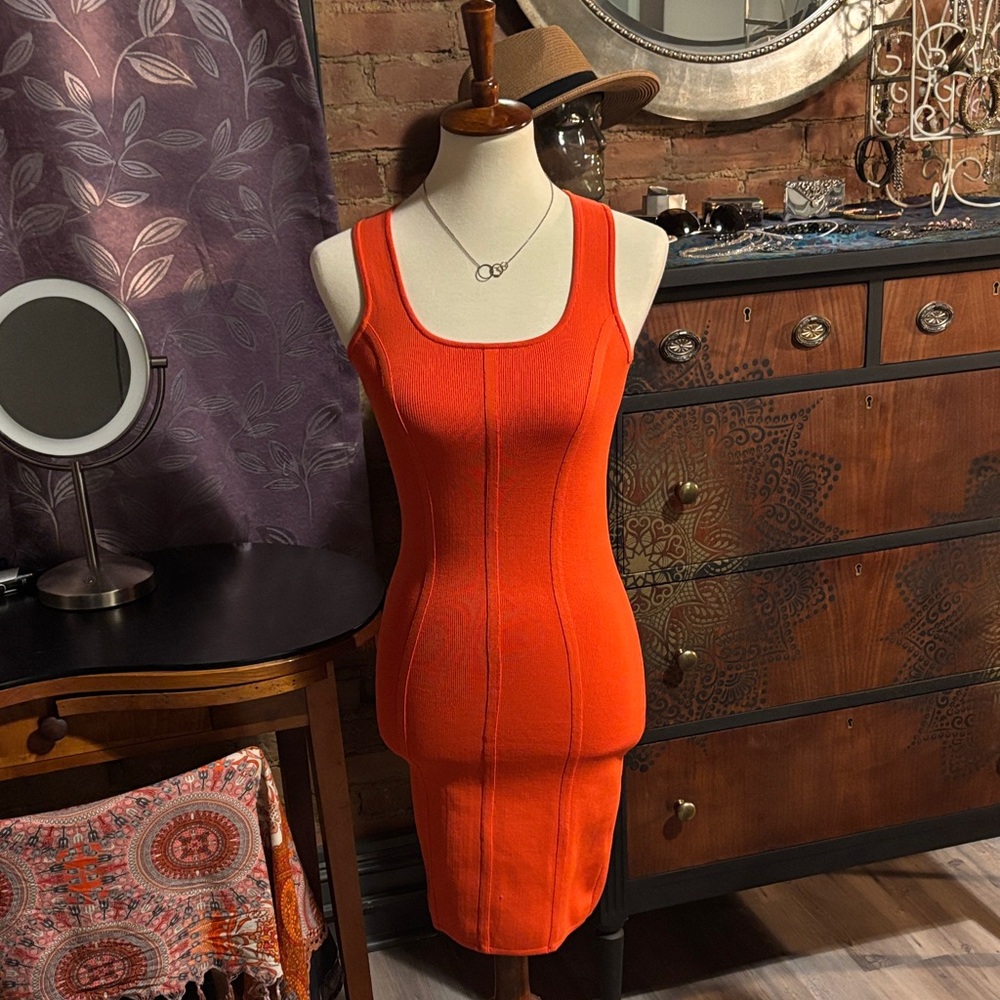 Orange Tank Sheath Dress